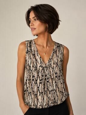LR3508 Liz Claiborne Sleeveless Animal Print Blouse Medium